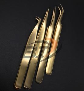 แหนบปลายแหลมสำหรับต่อขนตาพลาสม่าสีทองติดฉลากได้ตามต้องการแบบมืออาชีพ - Product Image 1