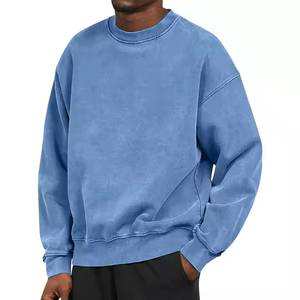 Sudadera pesada de cuello redondo de algodón 100% para hombre, ropa de calle personalizada con cuello con capucha y logotipo frontal para invierno - Product Image 6