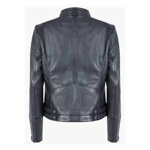 Haute qualité noir femmes longue coque souple veste en cuir respirant toile matériel avec fermeture éclair en gros brut appelant accessoire - Product Image 6