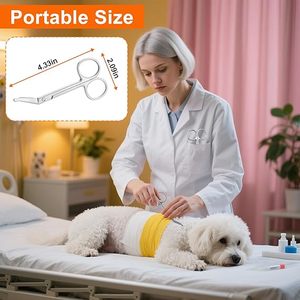 Ciseaux à bandage universels de qualité supérieure, 14 cm, argent, robustes, inclinés, super coupe, acier inoxydable, chirurgicaux, manuels - Product Image 6