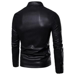 Autumn and Winter New Slim-Fit Lapel <b>Tooling</b> Plus Fleece Thickened Short Leather Jacket Fashion Youth Motorcycle jacket for men - Product Image 2