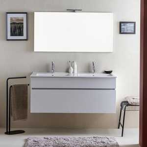 Meuble-lavabo double vasque moderne en bois blanc de 120 cm pour salle de bain, Shanghai - Product Image 2