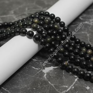 ลูกปัดธรรมชาติสีทองออบซิเดียนทรงกลม 8 มม. ขัดเงาเรียบ สำหรับทำเครื่องประดับ สร้อยคอ สร้อยข้อมือ ต่างหู - Product Image 4