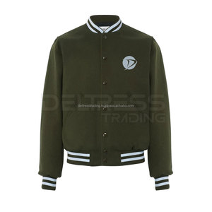 Elegantes chaquetas de poliéster Lettermen para hombre, cuello alto de invierno cálido con lona para venta en línea - Product Image 1