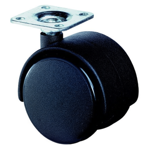 Ruedas Dobles de Plástico Negras de 50 mm con Placa de Montaje de Poliamida RAL 9005 BS Capacidad de Carga 40 kg Ruedas para Muebles - Product Image 3