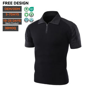 Vente en gros de chemises tactiques pour hommes, en tricot uni, à manches courtes, séchage rapide, respirantes, extensibles en Spandex/Nylon, broderie personnalisée - Product Image 3