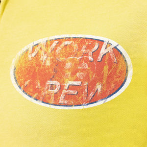 เสื้อฮู้ดซิปสีเหลืองลายกราฟิกแบบกำหนดเอง พิมพ์ดิจิทัล ผ้าเฟรนช์เทอร์รี่ 400 กรัม สไตล์วินเทจฟอกสีแบบดิสเทรส - Product Image 3