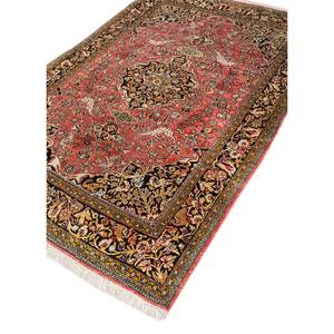 Alfombras de Seda Anudadas a Mano Gulmarg, Diseño Rectangular con Medallón Rojo Naranja, Estilo Patchwork para Sala de Estar, Modelo Pae-6312 - Product Image 2