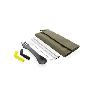 Ensemble d'ustensiles de camping écologiques Tierra, pailles et porte-couverts - Product Image 2