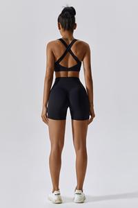 Soutien-gorge de sport Flex noir avec logo personnalisé le plus récent avec dos croisé Soutien-gorge de sport de fitness respirant, extensible et à impact élevé pour femmes - Product Image 5