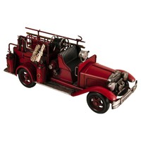 Modèle de camion de pompiers en bois peint à la main OMH, années 1910, vintage, objet de collection, décoration AR027 38,1Lx14Wx15,2H cm