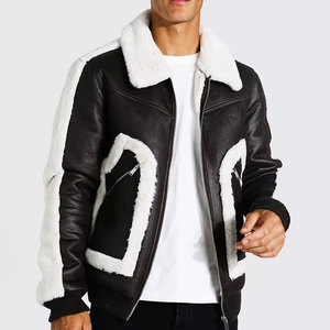 Genuine Leather Bomber <b>Jacket</b> With Faux Fur Lining Zipper Closure Winter Moto Biker Style Thick Regular <b>Fit</b> Leather <b>Jacket</b> - Product Image 1