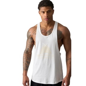 100% Cotton Y-Back <b>Tank</b> <b>Top</b> <b>for</b> <b>Men</b> Quick Dry Stringer Vest Custom Size Fitness Gym Training Workout Muscle Shirt ODM Supply - Product Image 3