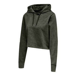 เสื้อฮู้ดครอปผ้าเทอร์รี่สำหรับผู้หญิง แบรนด์ OEM สำหรับฤดูหนาว แบบซิป มีลายปักและพิมพ์โลโก้ตามสั่งด้านหน้า - Product Image 3