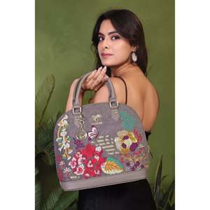 Boston Shape Luxury Designer <b>Small</b> <b>Handbag</b> for Women with Zipper Closure and Star Embroidery 1-1.9L Capacity - Product Image 2