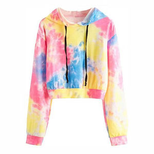 Vêtements de sport en coton lourd pour femmes à capuche longue entraînement sport gymnastique cravate teinture hiver Streetwear respirant tricoté goutte avant - Product Image 6