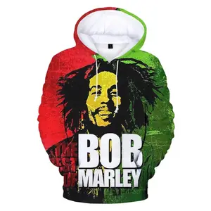 Jersey de hombre Bob Marley personalidad impresa sudaderas con capucha hombres/mujeres Hip Hop Rock sudaderas Unisex moda Casual Sudadera con capucha de gran tamaño