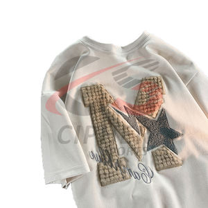 Diseño personalizado ropa bajo Moq Chenille bordado Logo Oversized Hip Hop bordado Puff impresión Camisetas cuello redondo - Product Image 6