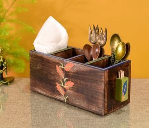 Wholesale 4-Compartment Wooden Utensil Holder Low Price Durable Kitchen Cutlery Holder From Indian Exporter - Product Image 4