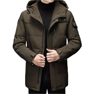 เสื้อโค้ทผู้ชายยาวปานกลางปรับแต่งได้, เสื้อแจ็คเก็ตขนเป็ดโพลีเอสเตอร์กันลมพร้อมปกเสื้อฮู้ดผ้าแคนวาส - Product Image 5