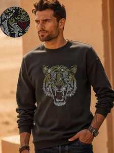 Sudadera con Capucha Premium para Hombre, con Cierre, Bordado con Pedrería de Color Personalizado, Felpa Gruesa, 100% Algodón, Ropa de Calle para Invierno - Product Image 2
