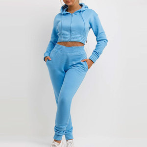 OEM <b>Women's</b> Latest Eco-Friendly Design Best Seller 100% Cotton Breathable Winter Crop Top Tracksuit Plus Size <b>Sets</b> - Product Image 4