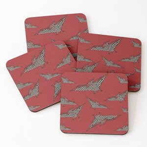 1291 Mango Wood/Acacia Wood Over Printed Tea Serving <b>Coasters</b> 4 Pieces <b>Set</b> - Product Image 6