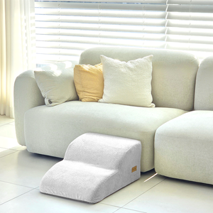 [AllmioPet] Escalier pour animaux de compagnie en tissu nuage, 2 marches, gris AMP 2 GR, coussin doux, marches pour chien et chat, pour canapé, lit, intérieur, soutien des articulations - Product Image 4