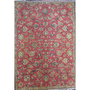 Tapis artisanaux de qualité supérieure en mélange de laine et de coton, design médaillon vintage bordeaux, faits à la main pour la maison, le bureau et les sols. - Product Image 1