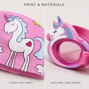 <span class=keywords><strong>Gorro</strong></span> de Natación y Gafas de Natación para Niños, Impermeables, Ligeros, con Estampado de Unicornio, Correa Ajustable para <span class=keywords><strong>Piscina</strong></span> y Playa - Product Image 4