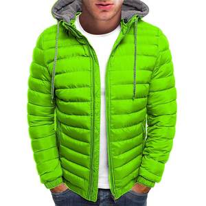 Nueva chaqueta de invierno para hombre con capucha rellena de plumón, tela de lona acolchada para deportes al aire libre, acolchado de moda, servicio OEM - Product Image 1
