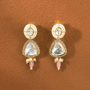 Boucle d'oreille classique Kundan artificielle avec exportateur de bijoux de mode plaqué or en Inde - Product Image 4