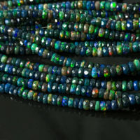 Perles d'opale éthiopienne noire AAAA facettées en forme de rondelle, perles d'opale de feu de Welo, 4-6 mm, pierres précieuses d'opale noire naturelle pour la fabrication de bijoux