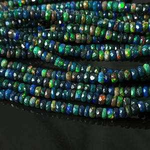 Cuentas Redondas Facetadas de Ópalo Etíope Negro AAAA, Cuentas de Ópalo de Fuego de Welo de 4-6 mm, Cuentas de Piedras Preciosas de Ópalo Negro Natural para la Fabricación de Joyas - Product Image 3