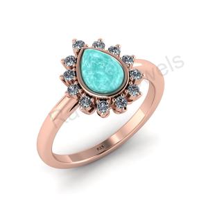 2025 Super Quality 925 Sterling Silver Amazonite Gemstone <b>Fine</b> <b>Ring</b> 6x8mm Pear Shape 18K Eternity Vermeil Women Wedding Jewelry - Product Image 3
