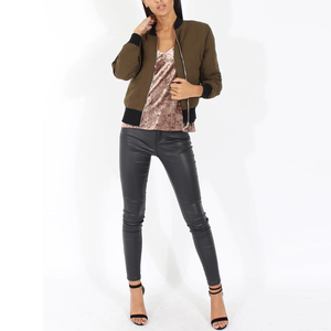 Chaqueta Bomber cómoda y transpirable para mujer, servicio OEM y ODM, ropa para mujer, chaqueta Bomber de diseño de la mejor calidad para mujer - Product Image 4