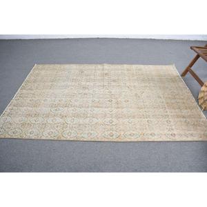 Alfombra Turca de 4.7x7.2 pies, Alfombra Vintage, Alfombra de Lana con Diseño Floral Beige y Azul - Product Image 4