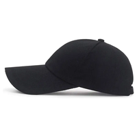 Gorra de Béisbol Negra Unisex de 6 Paneles, Algodón, Cierre Ajustable con Velcro, Gorra Informal de Color Sólido para Adultos
