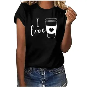 Hauts pour femmes T-shirts à manches courtes Loisirs Loose Fit Crewneck Heart Print Tops T-shirts graphiques T-shirts respirants pour femmes de Pa