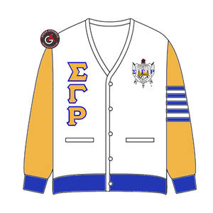Sigma Gamma Rho Soror Embroidery Women Acrylic Cardigans | SGRho Sorority Embroidered Ladies Custom Style Cardigan <b>Sweater</b> - Product Image 2