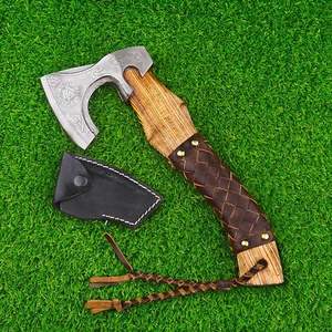 Hache Viking Mini en Acier au Carbone de 14 Pouces avec Manche en Bois, Design Authentique de Tomahawk pour Fendre les Bois, par Steel Craft International - Product Image 4