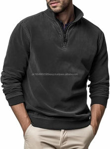 Vente en gros de pull personnalisé à col montant et demi-fermeture éclair en coton délavé à l'acide sweat-shirt et sweat-shirt et sweat à capuche surdimensionnés à col montant pour hommes - Product Image 6