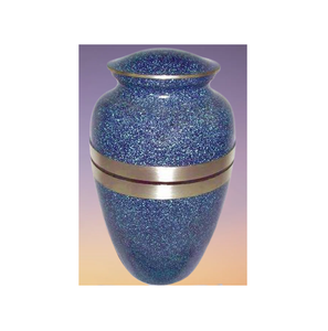 Urne funéraire décorative en métal pour adultes, avec paillettes bleues de qualité supérieure, finition pailletée de qualité supérieure pour le stockage des cendres. - Product Image 1