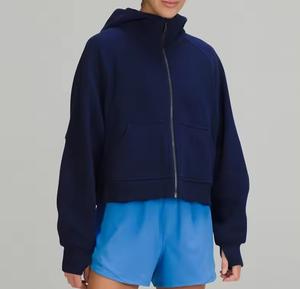 Sudadera con capucha de algodón de invierno personalizada para mujer, ropa informal con cremallera, diseño liso de gran tamaño, posición de logotipo frontal de longitud larga, venta al por mayor - Product Image 1