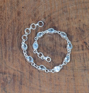 Blue Topaz 925 Sterling Silver Gemstone Elegant <b>Adjustable</b> <b>Bracelet</b> Handmade Jewelry Gift for Birthday 10 Stone <b>Bracelet</b> - Product Image 2