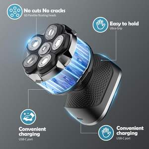 Afeitadora Rotativa 6D para Hombre, Rasuradora Eléctrica para Cabeza Calva con Pantalla LED, Uso en Seco/Húmedo, Carga USB, Cabezal Magnético, Resistente al Agua IPX7, Repuesto de Cabezal - Product Image 5