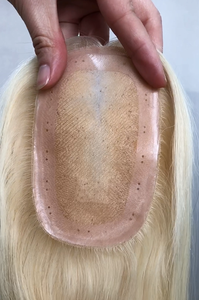 Topper capillaire Platinum Cool Mono en cheveux humains vierges européens, avec <span class=keywords><strong>filet</strong></span> en dentelle mono et clips, avec trous, pour femmes souffrant de perte de cheveux - Product Image 6