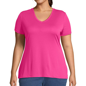 Tendance exclusive T-shirt à manches courtes pour femmes, haut court en coton tricoté, T-shirts de fitness, OEM, fournisseur de t-shirts pour femmes à bas prix - Product Image 4