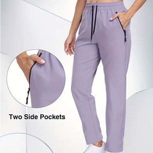 Pantalon de survêtement en molleton 100% coton pour femme, taille haute, coupe droite, extra long, avec logo personnalisé, pour l'hiver - Product Image 2