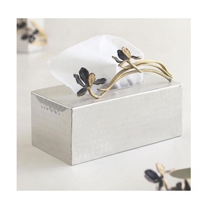 กล่องกระดาษทิชชูสแตนเลสทรงสี่เหลี่ยมผืนผ้ากล่องเก็บผ้าเช็ดปากสีเงินสำหรับอุปกรณ์เสริมบนโต๊ะ - Product Image 2